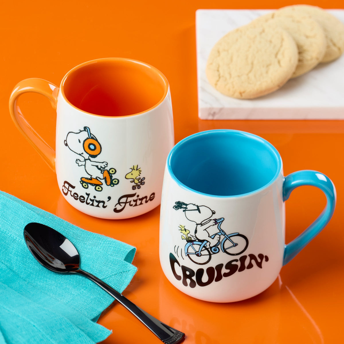 Peanuts Mugs - Set of 2 - Cruisin'-Feelin' Fine